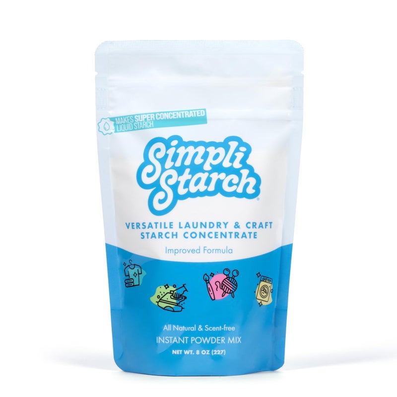 Simpli Starch® Dissolvable Starch Powder Mix. Makes Two Full 64 Oz Liquid Starch. Perfect For Laundry and Ironing, Add Directly to Your Washer. Ideal for Paper Mâché, Silly Putty, Playdough - 8oz (1) - Image 1